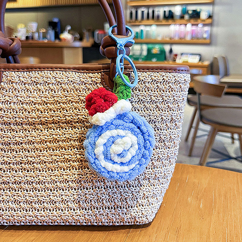 ロールケーキ 編み物 キーチャーム キーホルダー キーリング キーチェーン バッグチャーム ストラップ アクセサリー 紛失予防 かわいい ジュエリー 可愛い 雑貨 鍵 車 レディース カップル 小物 ギフト プレゼント