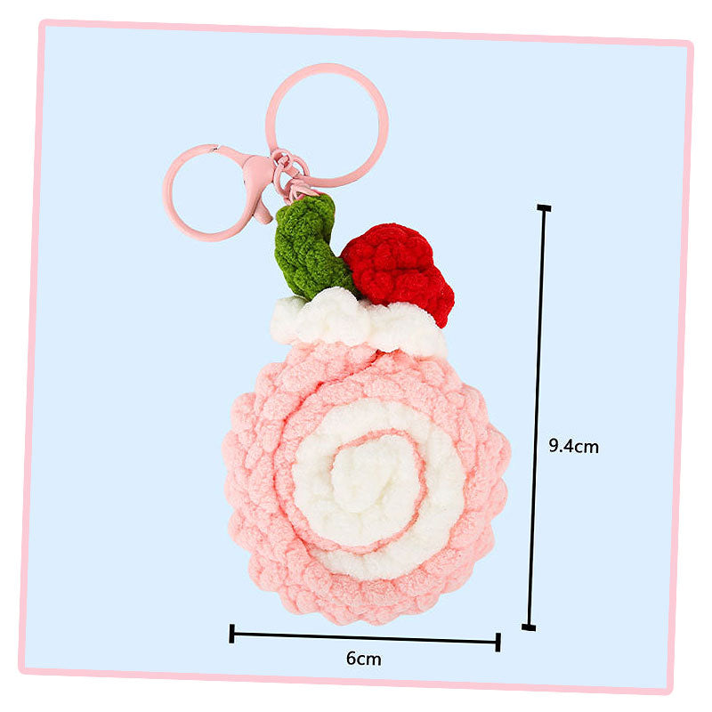 ロールケーキ 編み物 キーチャーム キーホルダー キーリング キーチェーン バッグチャーム ストラップ アクセサリー 紛失予防 かわいい ジュエリー 可愛い 雑貨 鍵 車 レディース カップル 小物 ギフト プレゼント