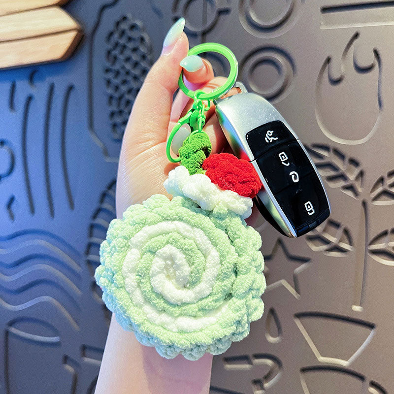 ロールケーキ 編み物 キーチャーム キーホルダー キーリング キーチェーン バッグチャーム ストラップ アクセサリー 紛失予防 かわいい ジュエリー 可愛い 雑貨 鍵 車 レディース カップル 小物 ギフト プレゼント