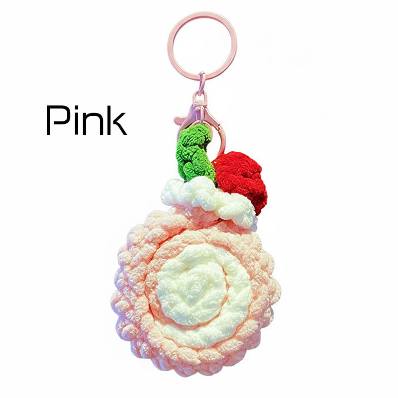 ロールケーキ 編み物 キーチャーム キーホルダー キーリング キーチェーン バッグチャーム ストラップ アクセサリー 紛失予防 かわいい ジュエリー 可愛い 雑貨 鍵 車 レディース カップル 小物 ギフト プレゼント