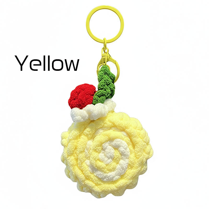 ロールケーキ 編み物 キーチャーム キーホルダー キーリング キーチェーン バッグチャーム ストラップ アクセサリー 紛失予防 かわいい ジュエリー 可愛い 雑貨 鍵 車 レディース カップル 小物 ギフト プレゼント