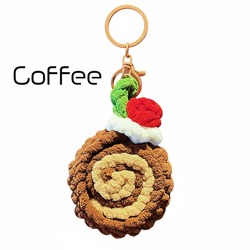 ロールケーキ 編み物 キーチャーム キーホルダー キーリング キーチェーン バッグチャーム ストラップ アクセサリー 紛失予防 かわいい ジュエリー 可愛い 雑貨 鍵 車 レディース カップル 小物 ギフト プレゼント