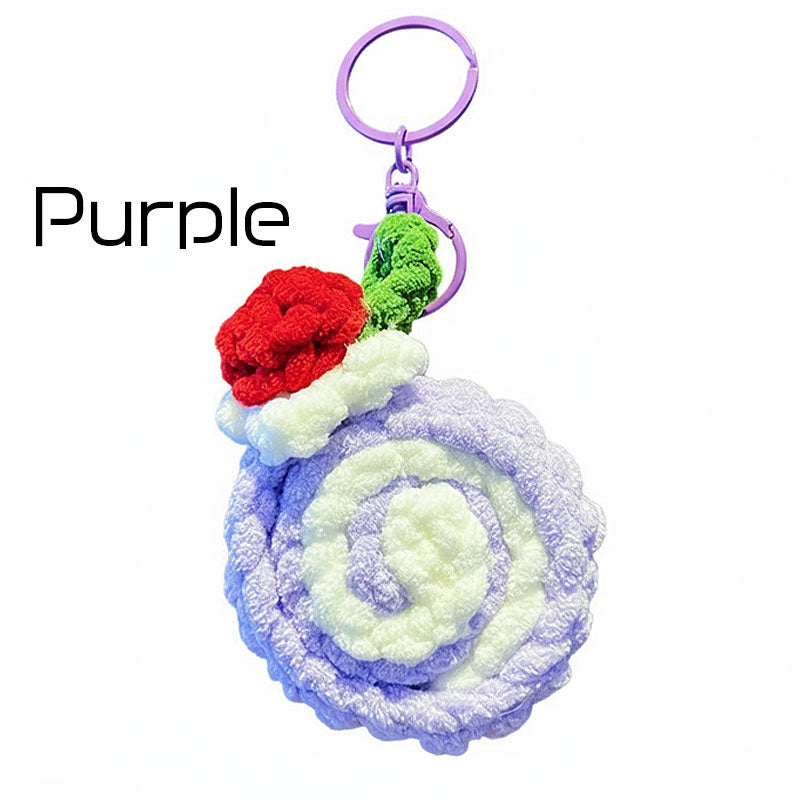 ロールケーキ 編み物 キーチャーム キーホルダー キーリング キーチェーン バッグチャーム ストラップ アクセサリー 紛失予防 かわいい ジュエリー 可愛い 雑貨 鍵 車 レディース カップル 小物 ギフト プレゼント