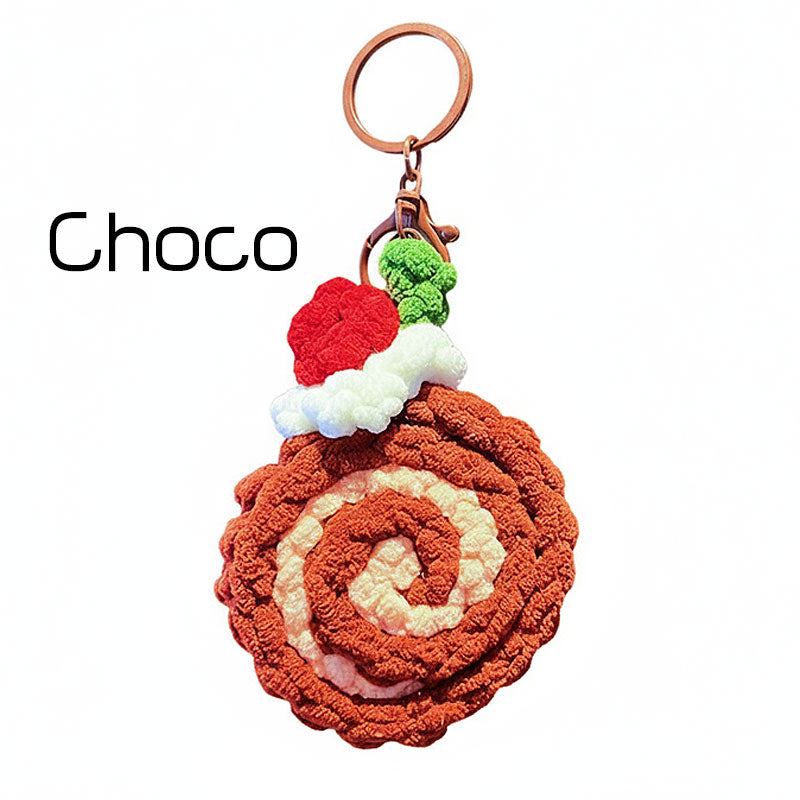 ロールケーキ 編み物 キーチャーム キーホルダー キーリング キーチェーン バッグチャーム ストラップ アクセサリー 紛失予防 かわいい ジュエリー 可愛い 雑貨 鍵 車 レディース カップル 小物 ギフト プレゼント