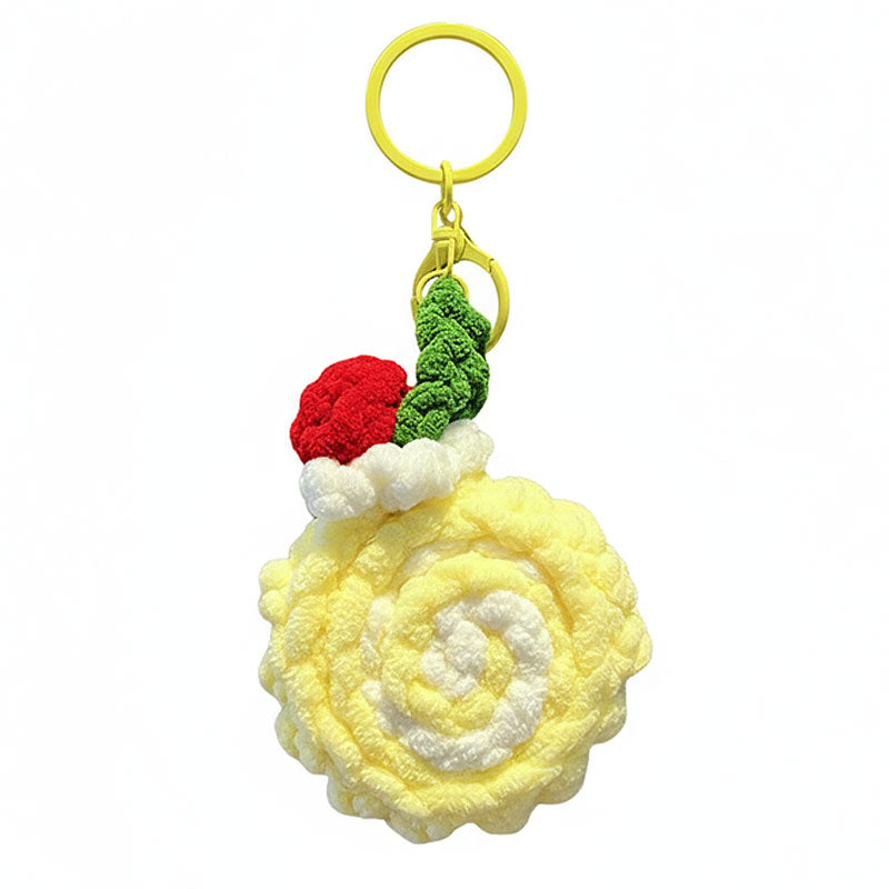 ロールケーキ 編み物 キーチャーム キーホルダー キーリング キーチェーン バッグチャーム ストラップ アクセサリー 紛失予防 かわいい ジュエリー 可愛い 雑貨 鍵 車 レディース カップル 小物 ギフト プレゼント