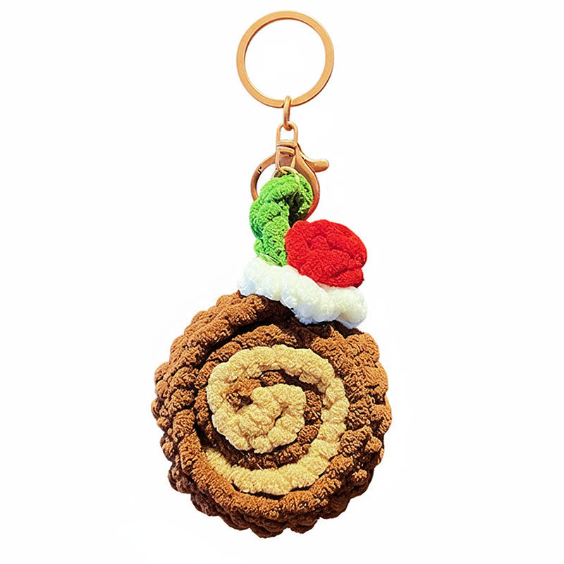 ロールケーキ 編み物 キーチャーム キーホルダー キーリング キーチェーン バッグチャーム ストラップ アクセサリー 紛失予防 かわいい ジュエリー 可愛い 雑貨 鍵 車 レディース カップル 小物 ギフト プレゼント