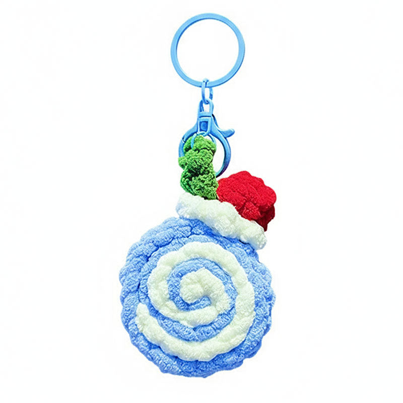 ロールケーキ 編み物 キーチャーム キーホルダー キーリング キーチェーン バッグチャーム ストラップ アクセサリー 紛失予防 かわいい ジュエリー 可愛い 雑貨 鍵 車 レディース カップル 小物 ギフト プレゼント