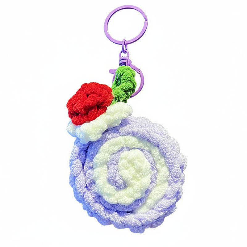 ロールケーキ 編み物 キーチャーム キーホルダー キーリング キーチェーン バッグチャーム ストラップ アクセサリー 紛失予防 かわいい ジュエリー 可愛い 雑貨 鍵 車 レディース カップル 小物 ギフト プレゼント