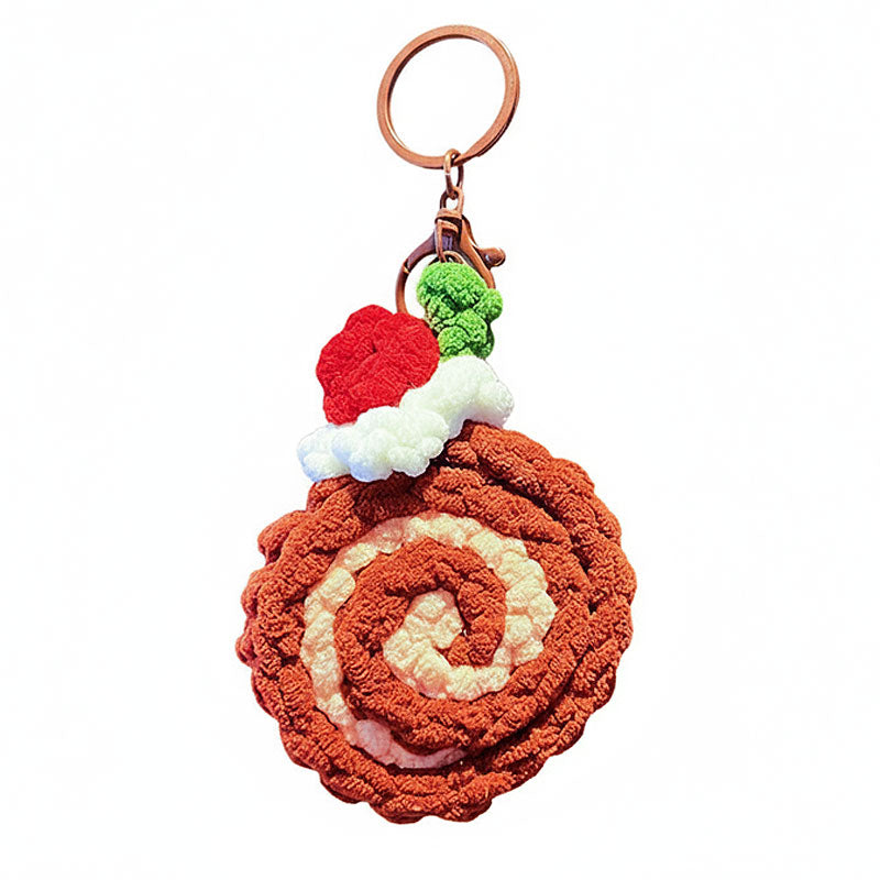 ロールケーキ 編み物 キーチャーム キーホルダー キーリング キーチェーン バッグチャーム ストラップ アクセサリー 紛失予防 かわいい ジュエリー 可愛い 雑貨 鍵 車 レディース カップル 小物 ギフト プレゼント