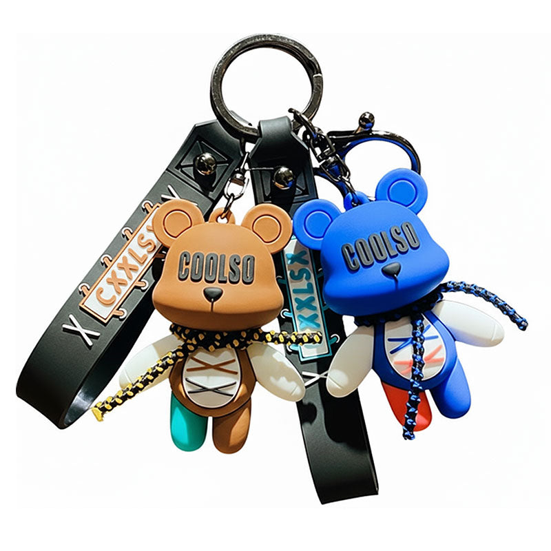 クマ クール熊 キーチャーム キーホルダー キーリング キーチェーン バッグチャーム ストラップ アクセサリー 紛失予防 かわいい ジュエリー 可愛い 雑貨 鍵 車 レディース カップル 小物 ギフト プレゼント