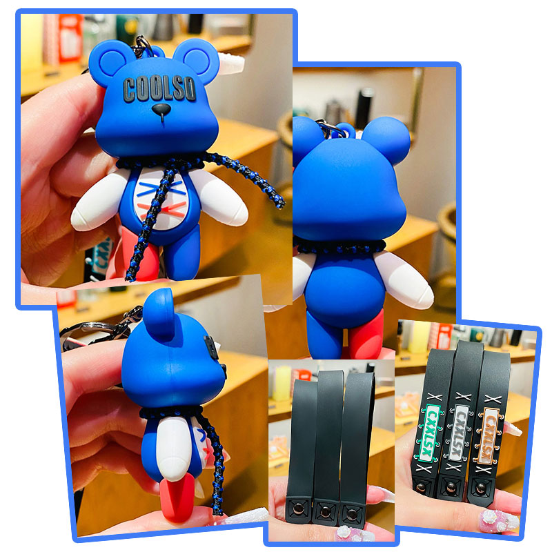 クマ クール熊 キーチャーム キーホルダー キーリング キーチェーン バッグチャーム ストラップ アクセサリー 紛失予防 かわいい ジュエリー 可愛い 雑貨 鍵 車 レディース カップル 小物 ギフト プレゼント