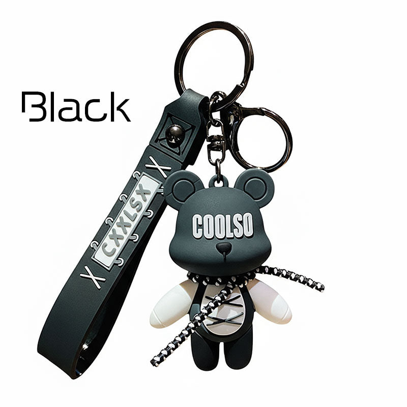 クマ クール熊 キーチャーム キーホルダー キーリング キーチェーン バッグチャーム ストラップ アクセサリー 紛失予防 かわいい ジュエリー 可愛い 雑貨 鍵 車 レディース カップル 小物 ギフト プレゼント