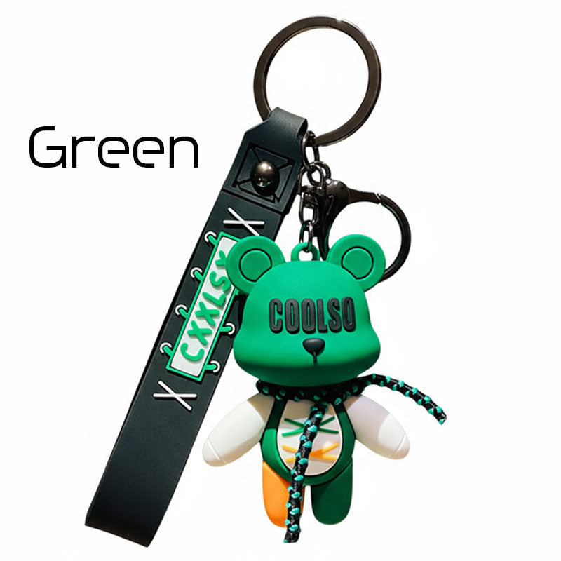 クマ クール熊 キーチャーム キーホルダー キーリング キーチェーン バッグチャーム ストラップ アクセサリー 紛失予防 かわいい ジュエリー 可愛い 雑貨 鍵 車 レディース カップル 小物 ギフト プレゼント