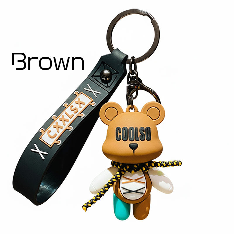 クマ クール熊 キーチャーム キーホルダー キーリング キーチェーン バッグチャーム ストラップ アクセサリー 紛失予防 かわいい ジュエリー 可愛い 雑貨 鍵 車 レディース カップル 小物 ギフト プレゼント