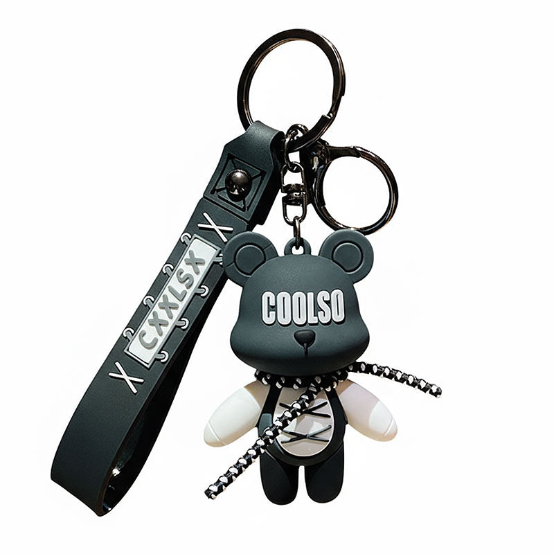 クマ クール熊 キーチャーム キーホルダー キーリング キーチェーン バッグチャーム ストラップ アクセサリー 紛失予防 かわいい ジュエリー 可愛い 雑貨 鍵 車 レディース カップル 小物 ギフト プレゼント