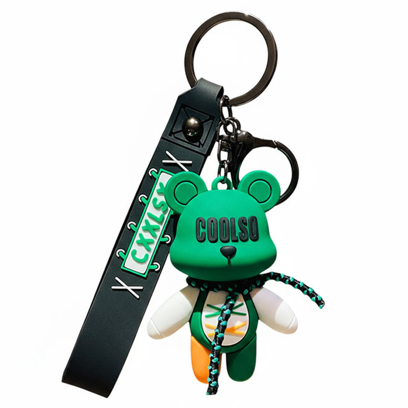 クマ クール熊 キーチャーム キーホルダー キーリング キーチェーン バッグチャーム ストラップ アクセサリー 紛失予防 かわいい ジュエリー 可愛い 雑貨 鍵 車 レディース カップル 小物 ギフト プレゼント