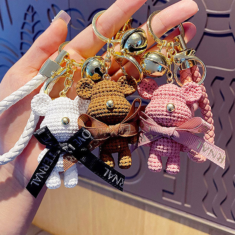 【アウトレット品】 リボン クマ ニット風 キーチャーム キーホルダー キーリング キーチェーン バッグチャーム ストラップ アクセサリー 紛失予防 かわいい ジュエリー 可愛い 雑貨 鍵 車 レディース カップル 小物 ギフト プレゼント