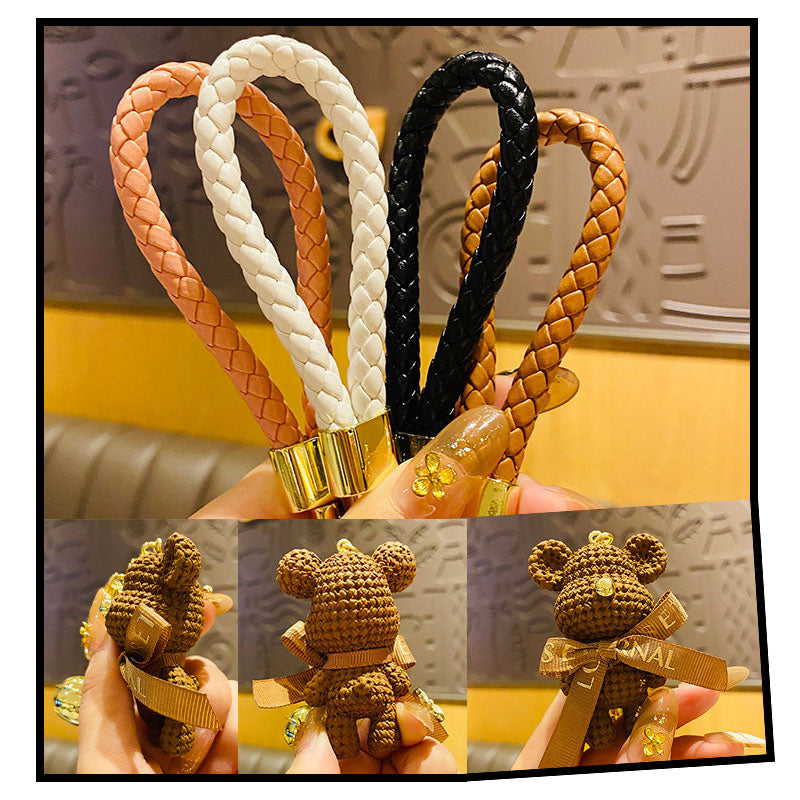 【アウトレット品】 リボン クマ ニット風 キーチャーム キーホルダー キーリング キーチェーン バッグチャーム ストラップ アクセサリー 紛失予防 かわいい ジュエリー 可愛い 雑貨 鍵 車 レディース カップル 小物 ギフト プレゼント