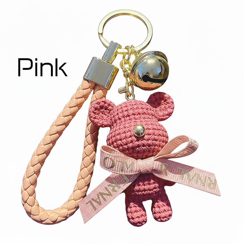 【アウトレット品】 リボン クマ ニット風 キーチャーム キーホルダー キーリング キーチェーン バッグチャーム ストラップ アクセサリー 紛失予防 かわいい ジュエリー 可愛い 雑貨 鍵 車 レディース カップル 小物 ギフト プレゼント