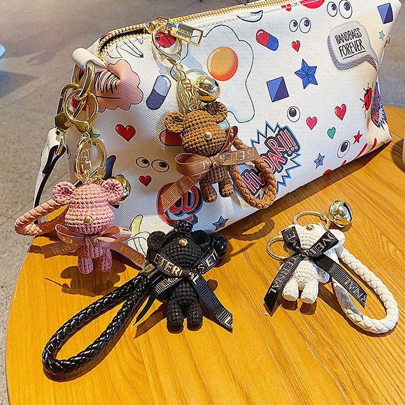 【アウトレット品】 リボン クマ ニット風 キーチャーム キーホルダー キーリング キーチェーン バッグチャーム ストラップ アクセサリー 紛失予防 かわいい ジュエリー 可愛い 雑貨 鍵 車 レディース カップル 小物 ギフト プレゼント