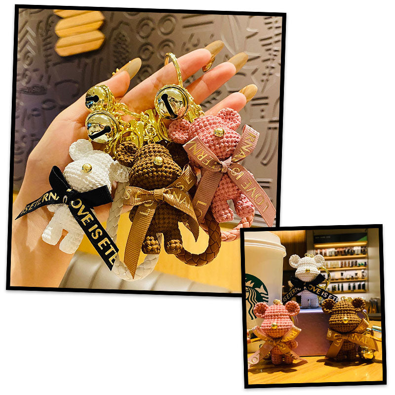 【アウトレット品】 リボン クマ ニット風 キーチャーム キーホルダー キーリング キーチェーン バッグチャーム ストラップ アクセサリー 紛失予防 かわいい ジュエリー 可愛い 雑貨 鍵 車 レディース カップル 小物 ギフト プレゼント