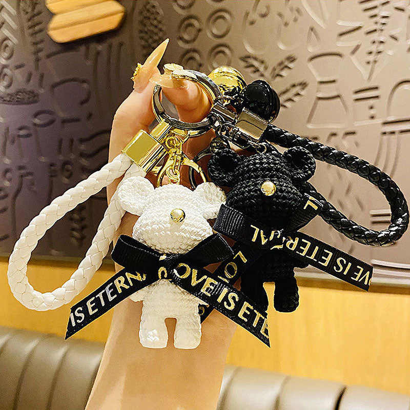 【アウトレット品】 リボン クマ ニット風 キーチャーム キーホルダー キーリング キーチェーン バッグチャーム ストラップ アクセサリー 紛失予防 かわいい ジュエリー 可愛い 雑貨 鍵 車 レディース カップル 小物 ギフト プレゼント