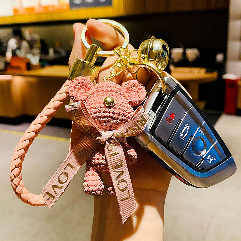 【アウトレット品】 リボン クマ ニット風 キーチャーム キーホルダー キーリング キーチェーン バッグチャーム ストラップ アクセサリー 紛失予防 かわいい ジュエリー 可愛い 雑貨 鍵 車 レディース カップル 小物 ギフト プレゼント