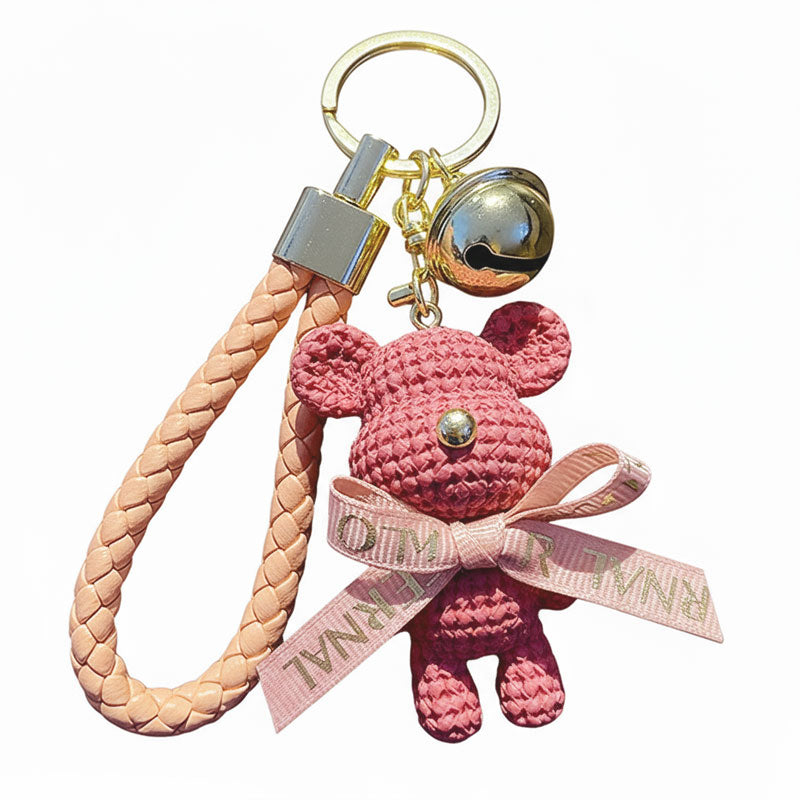 【アウトレット品】 リボン クマ ニット風 キーチャーム キーホルダー キーリング キーチェーン バッグチャーム ストラップ アクセサリー 紛失予防 かわいい ジュエリー 可愛い 雑貨 鍵 車 レディース カップル 小物 ギフト プレゼント