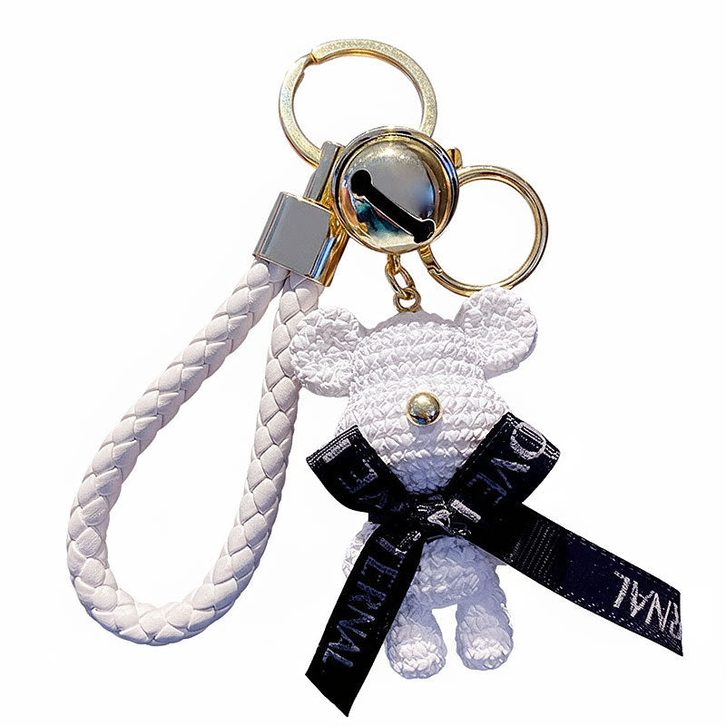 【アウトレット品】 リボン クマ ニット風 キーチャーム キーホルダー キーリング キーチェーン バッグチャーム ストラップ アクセサリー 紛失予防 かわいい ジュエリー 可愛い 雑貨 鍵 車 レディース カップル 小物 ギフト プレゼント