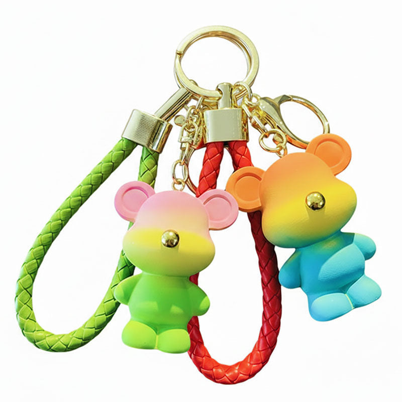 レインボー熊 クマ 虹 キーチャーム キーホルダー キーリング キーチェーン バッグチャーム ストラップ アクセサリー 紛失予防 かわいい ジュエリー 可愛い 雑貨 鍵 車 レディース カップル 小物 ギフト プレゼント