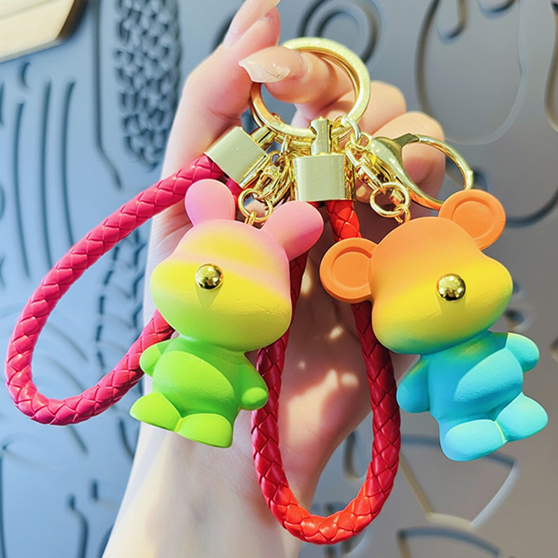 レインボー熊 クマ 虹 キーチャーム キーホルダー キーリング キーチェーン バッグチャーム ストラップ アクセサリー 紛失予防 かわいい ジュエリー 可愛い 雑貨 鍵 車 レディース カップル 小物 ギフト プレゼント