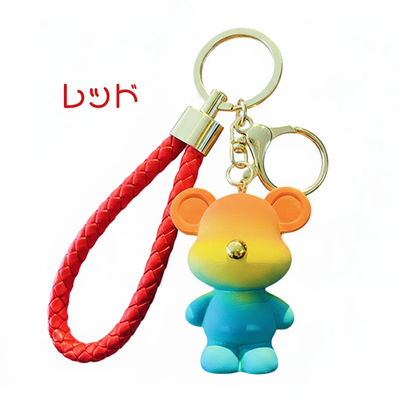レインボー熊 クマ 虹 キーチャーム キーホルダー キーリング キー