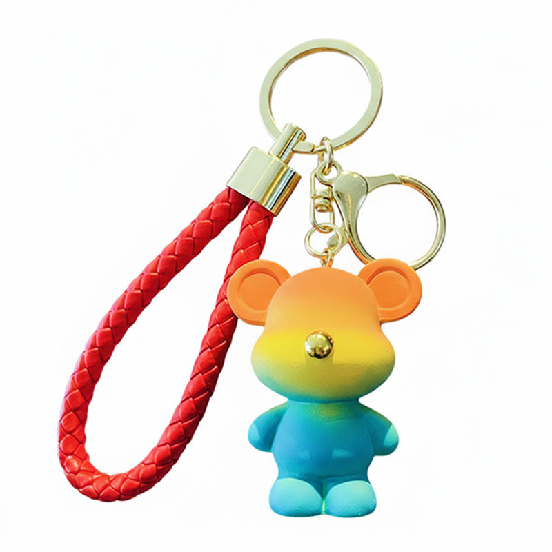 レインボー熊 クマ 虹 キーチャーム キーホルダー キーリング キーチェーン バッグチャーム ストラップ アクセサリー 紛失予防 かわいい ジュエリー 可愛い 雑貨 鍵 車 レディース カップル 小物 ギフト プレゼント
