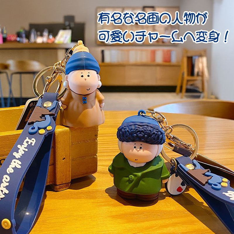 画家 芸術 名画 キーチャーム キーホルダー キーリング キーチェーン バッグチャーム ストラップ アクセサリー 紛失予防 かわいい ジュエリー 可愛い 雑貨 鍵 車 レディース カップル 小物 ギフト プレゼント