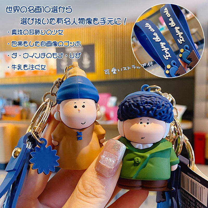 画家 芸術 名画 キーチャーム キーホルダー キーリング キーチェーン バッグチャーム ストラップ アクセサリー 紛失予防 かわいい ジュエリー 可愛い 雑貨 鍵 車 レディース カップル 小物 ギフト プレゼント