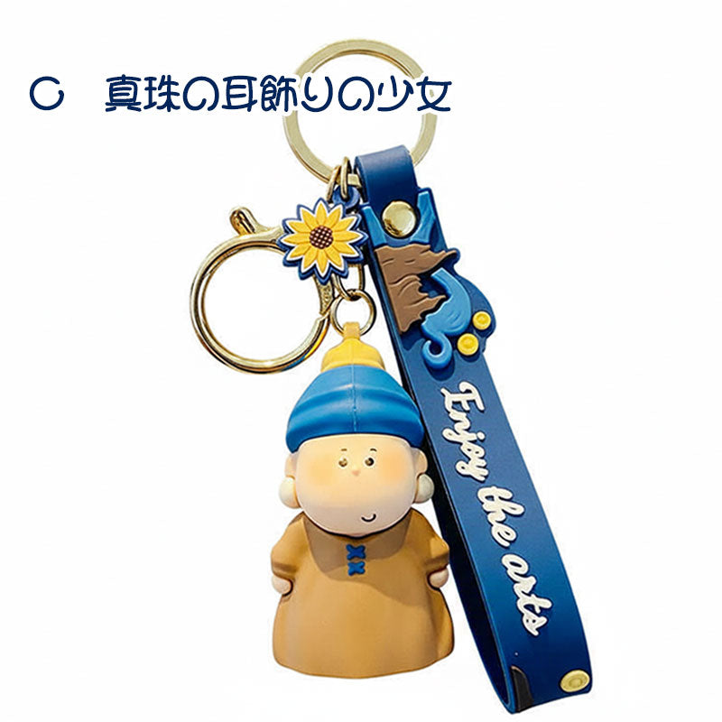 画家 芸術 名画 キーチャーム キーホルダー キーリング キーチェーン バッグチャーム ストラップ アクセサリー 紛失予防 かわいい ジュエリー 可愛い 雑貨 鍵 車 レディース カップル 小物 ギフト プレゼント