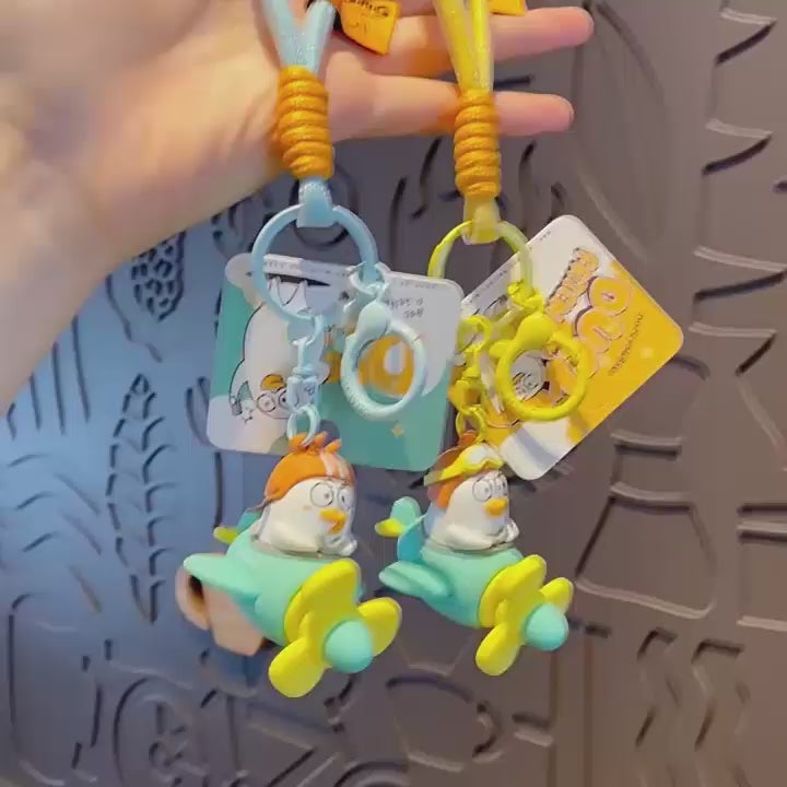鴨 飛行機 キーチャーム キーホルダー キーリング キーチェーン バッグチャーム ストラップ アクセサリー 紛失予防 かわいい ジュエリー 可愛い 雑貨 鍵 車 レディース カップル 小物 ギフト プレゼント