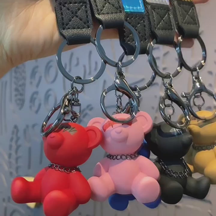 Bear クマ 電波 キーチャーム キーホルダー キーリング キーチェーン バッグチャーム ストラップ アクセサリー 紛失予防 かわいい ジュエリー 可愛い 雑貨 鍵 車 レディース カップル 小物 ギフト プレゼント